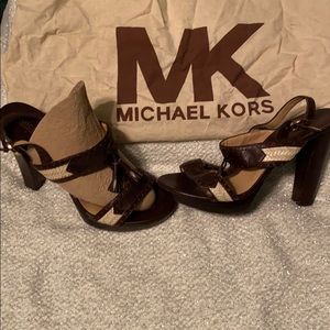 Michael by Michael Kors Brown & Straw slingbacks